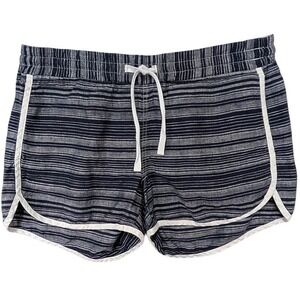 Athleta Jacquard Sandbar Shorts Linen Womens 12 Blue Athleisure Nautical Preppy